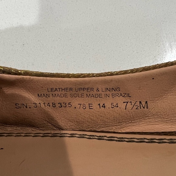 Tory Burch Leila Gold leather Shimmer Loafers Size 7.5 - Picture 8 of 11